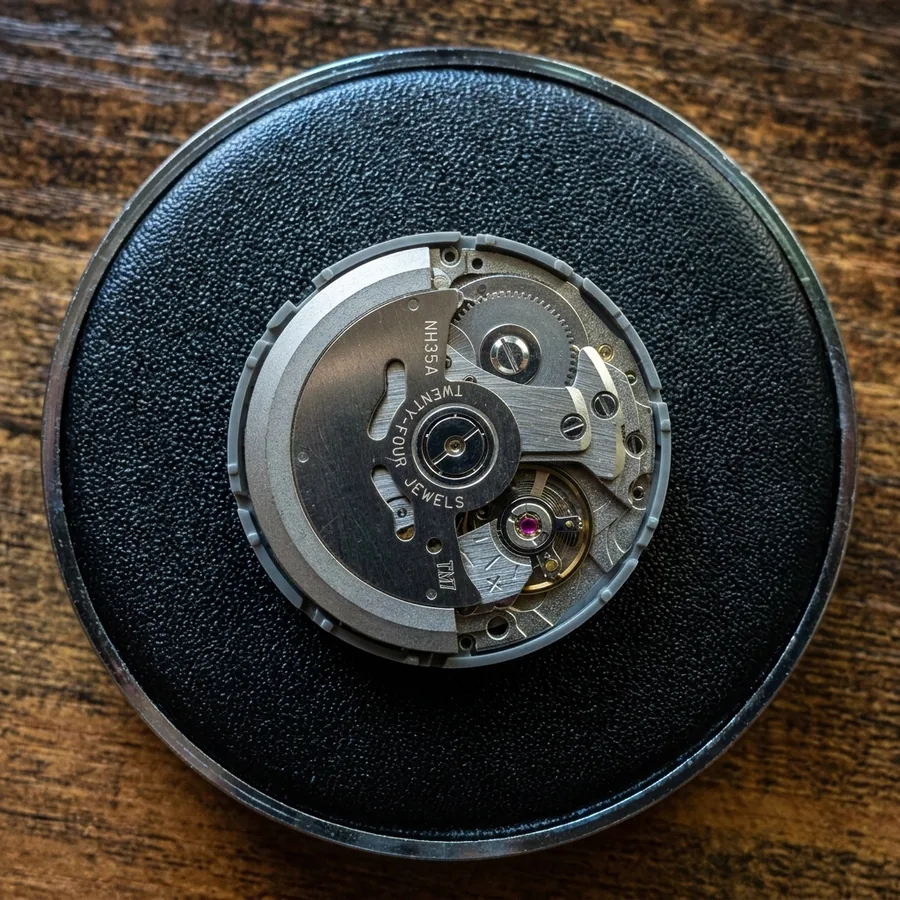 Calibre automático Seiko NH35A, de 24 rubíes, antes del montaje